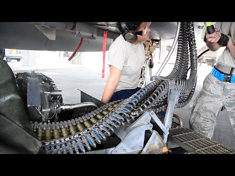 Loading 20mm Rounds into F-15's M61 Vulcan | Universal Ammunition Loading System