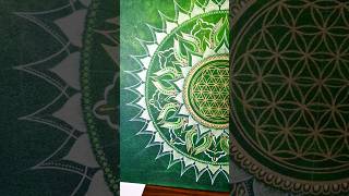 Mandala Zeleno-Zlatá "Květ života" (60x60cm)