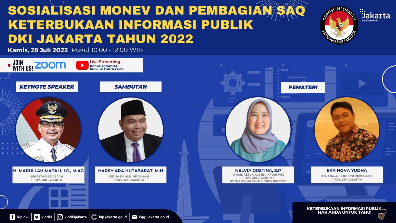 Sosialisasi Monitoring dan Evaluasi (MONEV) Keterbukaan Informasi Publik (KIP) Tahun 2022