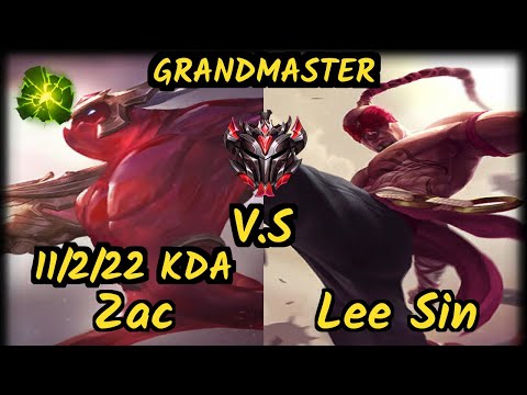 Svenskeren (ZAC) vs LEE SIN - 11/2/22 KDA JUNGLE GAMEPLAY - NA Ranked GRANDMASTER