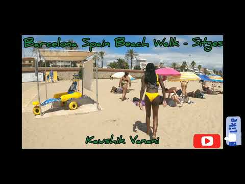 Barcelona Spain Beach Walk - Sitges part 4k