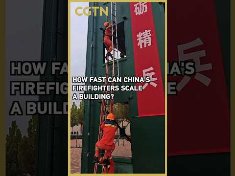 Chinese firefighters race up a building in seconds! 🚒