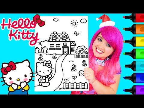 Coloring Hello Kitty House Coloring Book Page Prismacolor Colored Paint Markers | KiMMi THE CLOWN Video