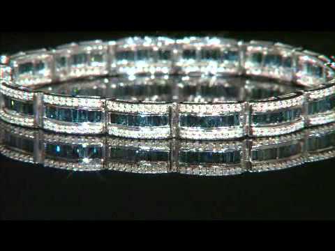 Blue & White Diamond 5 00ctw Baguette & Round 10k
