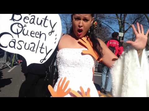 Performance artist Marni Halasa from #NotMyPresidentsDay NYC and Michael Nigro at Standing Rock Evi