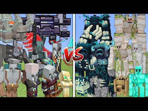 ALL PILLAGERS VS ALL WARDENS & IRON GOLEMS ALLIANCE MOBS BATTLE IN MINECRAFT