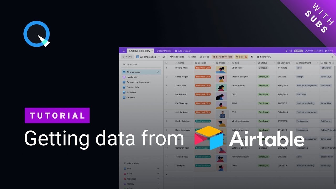 Getting Data from Airtable API and Creating a Basic Web App via Quarkly [eng/rus subs]