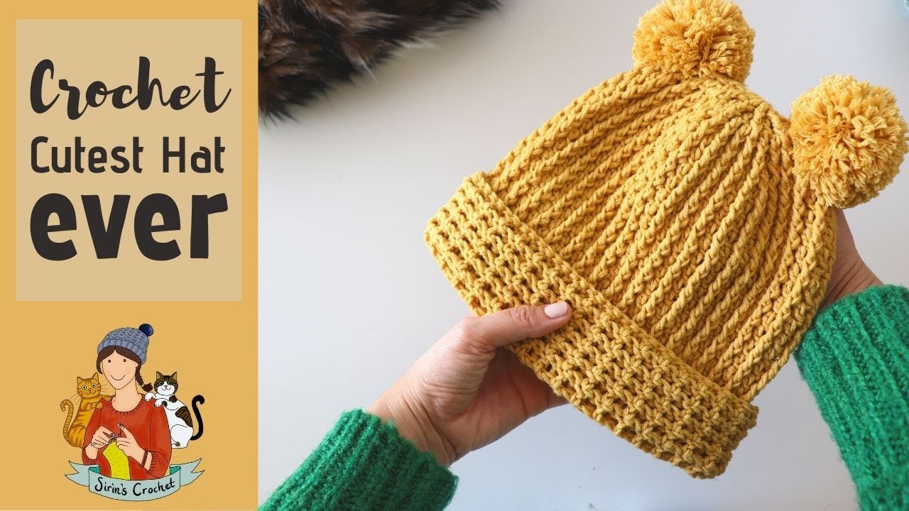 Crochet Cutest Hat Ever / Beanie With Two Pom Poms