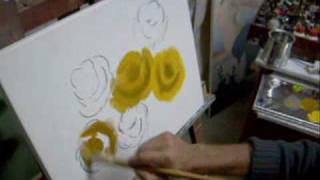 (Aula 01 / 5) Video aula pintura em tela rosas Marcio Monteiro