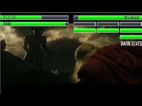 Thor and Loki Vs Kurse and Dark Elves With Healthbars