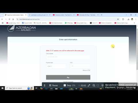 how to link your DEBIT or CREDIT cards to Azerbaijan Airlines website from laptop or pc?