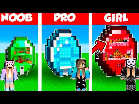 Minecraft Battle: INSIDE TREASURE HOUSE BUILD CHALLENGE - NOOB vs PRO vs GIRL / Animation