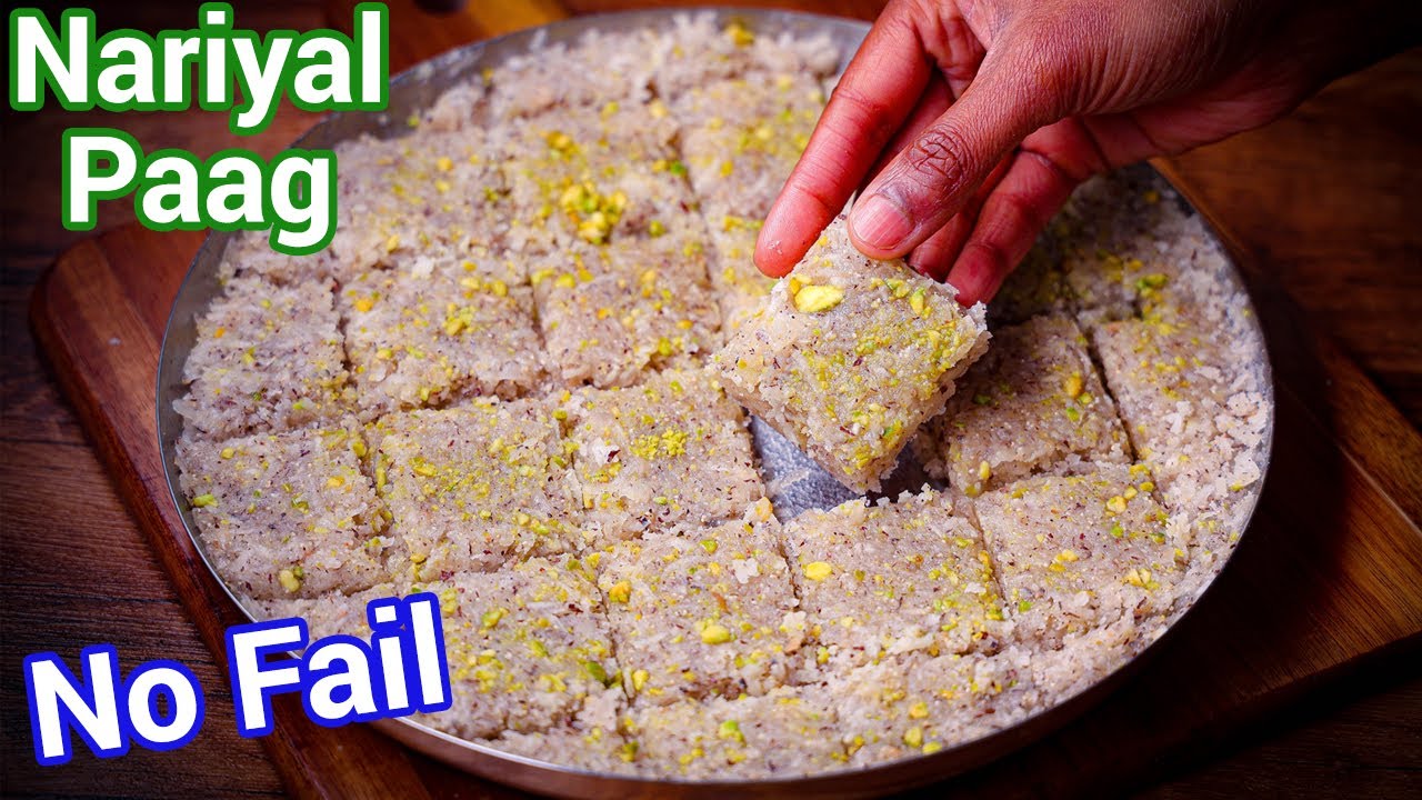 Naariyal Paag Recipe - Krishna Janmashtami Special | Coconut Burfi Paag - Janmashtami Special Sweet