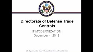 DDTC New Online Registration and Licensing Applications (Webinar 12/4/2018)