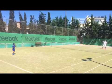Rafael Pagonis tennis practice at age 5
