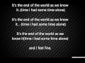 Its the end of the world by R.E.M lyrics 