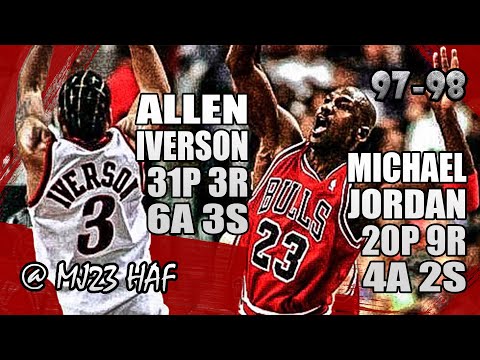 Michael Jordan vs Allen Iverson Highlights (1998.01.15)-51pts All, Young AI Killing Bulls' Defense!