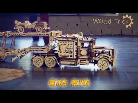 Відео огляд Причіп автовоз, механічний 3D-пазл, Wood Trick