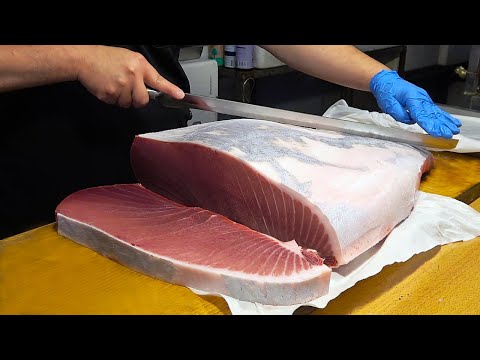 The Sharpest Knife Cuts Giant Bluefin Tuna Like Butter - Luxurious Sashimi and Steaks