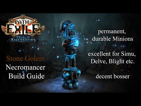 PoE 3.22 (TotA) - 80m+ DPS  Stone Golem Necromancer minion build guide