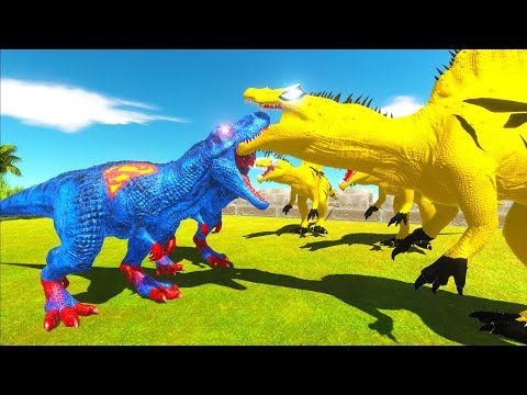 2X SUPERMAN T-REX vs SPIDERMAN GORO vs BATMAN GORO DEATHRUN - Animal Revolt Battle Simulator