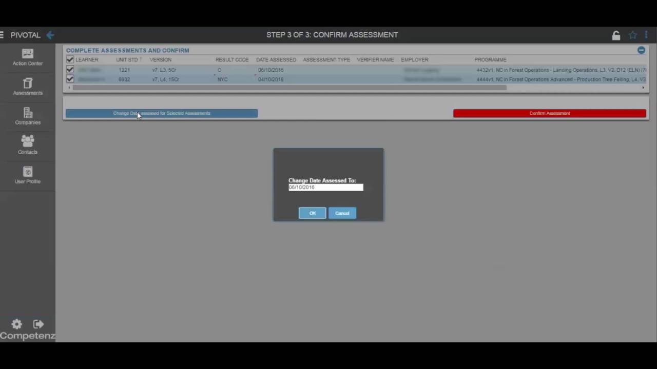 Step 3 of 3: Confirm Assessment