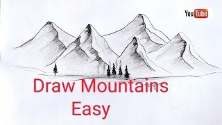 How to draw mountains Easy step by step tutorial for beginners