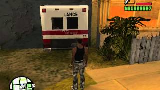 GTA SA Ambulance clips through garage gate