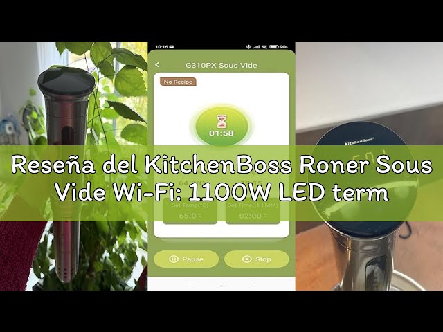 Vídeo relacionado con KitchenBoss Roner Sous Vide Wi-Fi: 1100W LED termostato de inmersión roner cocina baja temperatura ajuste de temperatura preciso temporizador para cocinar cocción de precisión para nutrición