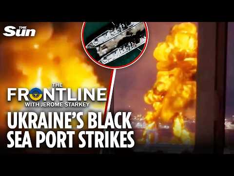 Ukraine blasts four Russian warships in historic drone blitz - and leaves Putin's oil ablaze