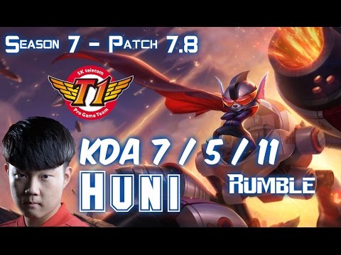 SKT T1 Huni RUMBLE vs KLED Top - Patch 7.8 KR Ranked
