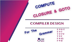 Compute Closure & GOTO for the given Grammar| LR Parser | Lec 64 | Compiler Design