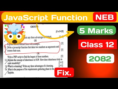 Class 12 Javascript Function L Javascript Important Question Neb Computer Neb Computerscience