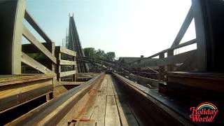 preview picture of video 'Holiday World's Voyage wooden roller coaster POV in HD'