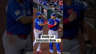 Vladimir Guerrero Jr. let Brandon Valenzuela know those are his ???????? #MLB #BlueJays