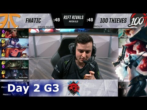 Fnatic vs 100 Thieves | Day 2 NA vs EU Rift Rivals 2018 LoL | FNC vs 100 #RiftRivals