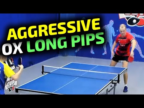 LONG PIPS OX - left hand technique: Cherevko Roman chopping and attacking style table tennis