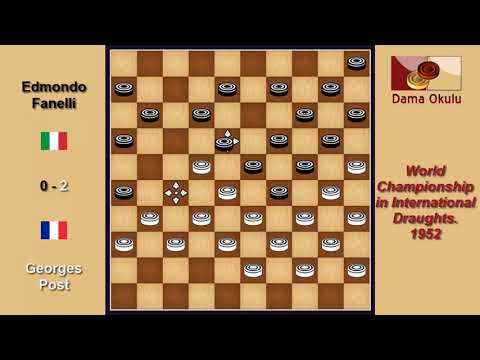Georges Post (FRA) - Edmondo Fanelli (ITA). Draughts World Championship. 1952.