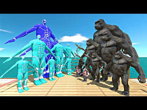 King Kong Team Boxing Ring Challenge|Ice Colossal Titan vs King Kong- Animal Revolt Battle Simulator