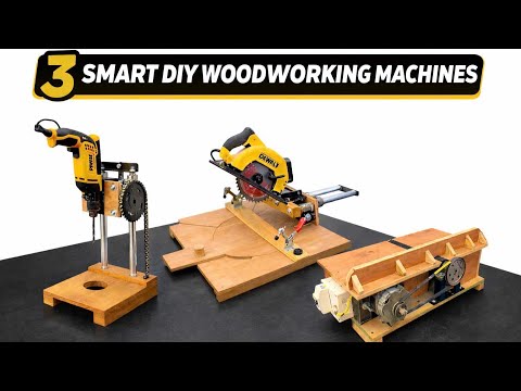 Top 3 Smart DIY Woodworking Machines | Homemade Drill Press, Sliding Saw & Drum Sander