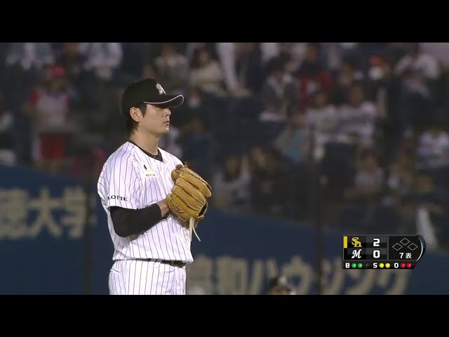 マリーンズ先発・涌井 勝利を信じて粘投!! 3回以降は無失点で味方の反撃を待つ。 2014/5/13 M-H