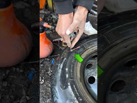 This tyre puncture was stopped by lighting a fire .#shorts