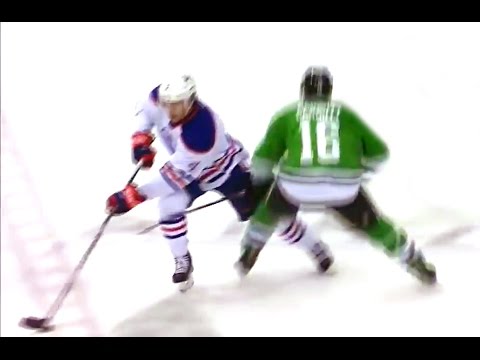 Taylor Hall gets kneed by Ryan Garbutt and goes flying (HD)