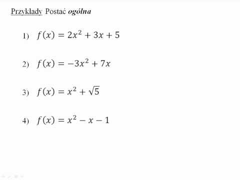 Quadratic function - general, canonical and product form