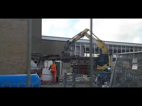 Demolition of an old school building.