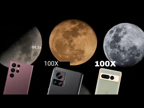 Google Pixel 7 Pro vs Samsung S22 Ultra Vs Moto Edge 30 Ultra Zoom Test on Moon