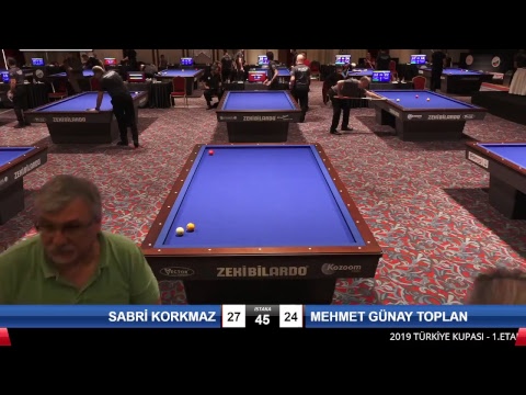 SABRİ KORKMAZ & MEHMET GÜNAY TOPLAN Bilardo Maçı - 2019 TÜRKİYE KUPASI 1. ETAP ERKEKLER-6.ÖN ELEME