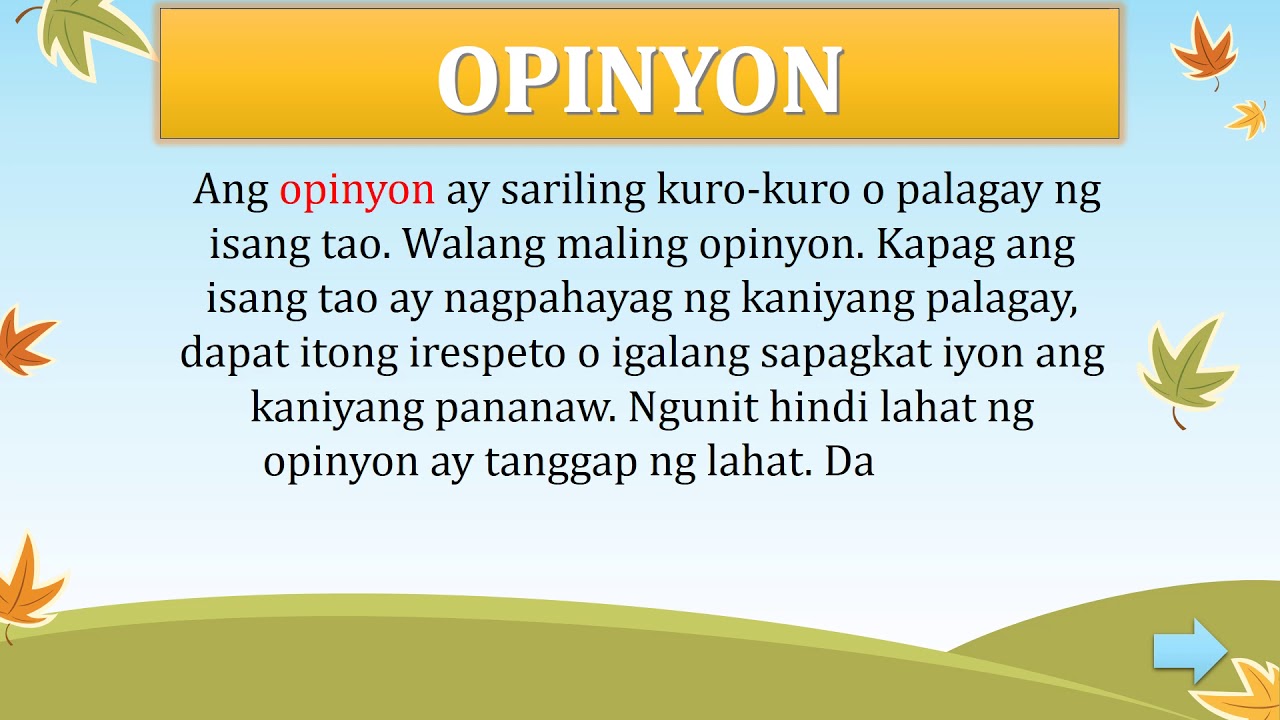 OPINYON O KATOTOHANAN