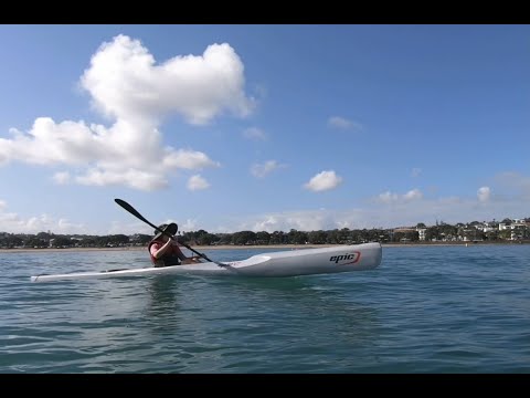 Alexandra (11 year old) paddling the V7 surfski in the waves!