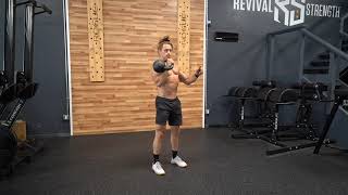 Single Arm Kettlebell Hang clean and press exercise video thumbnail